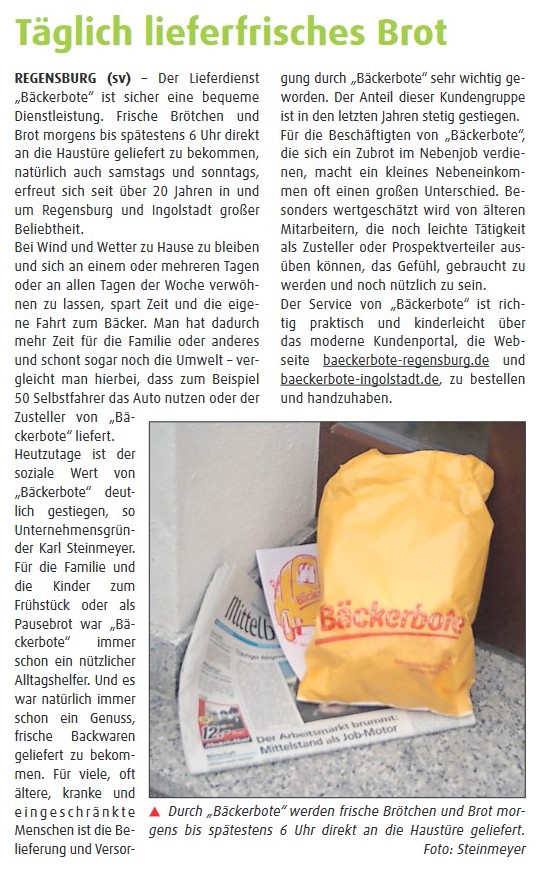 Pressebericht über den Bäckerboten