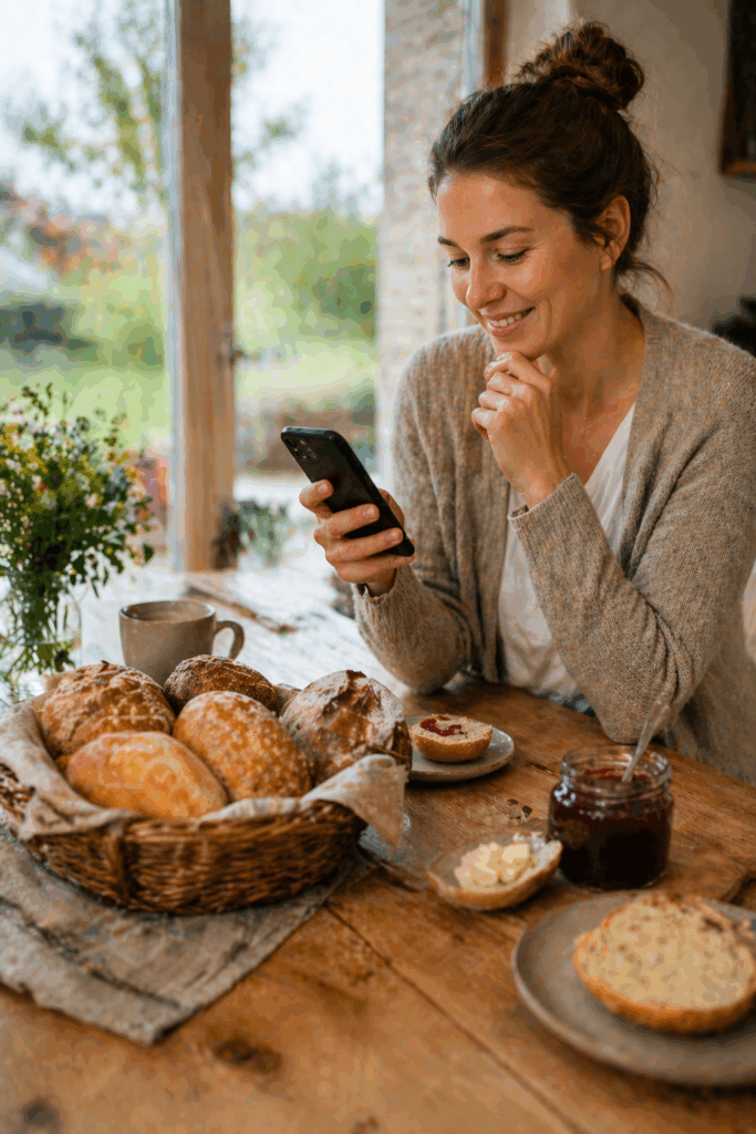 Bestellung beim Bäckerboten am Smartphone